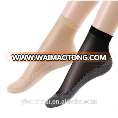 Women Silky Anti-Slip Cotton Sole Sheer Ankle High Tights Hosiery Reinforced Toe Socks