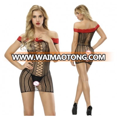 Women Fishnet Sexy Bodystocking Lingerie Mini Dress