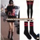 Fashion European letter red stripe women' sports socks mid-calf length socks and knee-high stockings